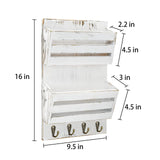 Unistyle Mail Holder with Key Hooks Mail Organizer Wall Mount Hanging Mail Organizer for Home,Office,Entryway,Mail Holder Wall Mounted for Letter, Magazines, Keys, Leashes Unistyle