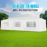 10x30 Party Tent, Outdoor Wedding Tents with 8 Removable Sidewalls, Gazebo Shelter for Parties Patio, Outside Waterproof Canopy Tents, Party Wedding BBQ Events Tent White BouPower