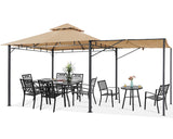 MASTERCANOPY 11 x 11 Patio Gazebo with Extra Side Awning Outdoor Gazebo for for Backyard Garden Lawn,Beige MASTERCANOPY