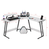 Homall L Shaped Gaming Desk Computer Corner Desk PC Gaming Desk Table with Large Monitor Riser Stand for Home Office Sturdy Writing Workstation (Classical White, 51 Inch) Homall