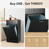 KIGOTY Tilt Out Trash Can Cabinet Wooden Kitchen Single Pull Out Trash Can Under Cabinet,Black KIGOTY