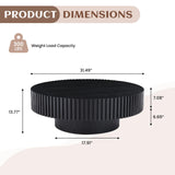 31.49" Round Wood Coffee Table, Modern Unique Circle Coffee Table, Contemporary Oak Drum Fluted Coffee Table Accent Side Table Center Table for Living Room, Small Space, Apartment, Black SLEERWAY