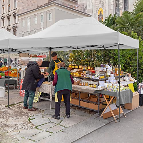 COBIZI 10x15 Heavy Duty Pop up Canopy Tent Easy Up Commercial Outdoor Canopy Wedding Party Tents for Parties All Season Wind & Waterproof Gazebo with Carry Bag, White(Frame Thickened) COBIZI