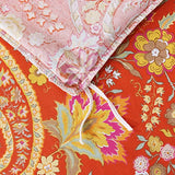 FADFAY Paisley Duvet Cover Set Queen Bohemian Damask Paisley Bedding Luxurious Orange Boho Paisley Comforter Cover Set 100% Cotton Ultra Soft Quilt Cover with Hidden Zipper Closure 3Pcs, Queen Size FADFAY