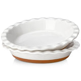 MALACASA Ceramic Pie Pan Set of 2-9 Inch Quiche Baking Dish Deep Pie Dish, Nonstick Pie Plate for Apple Pie,Pot Pie and Tart, Series TARA MALACASA