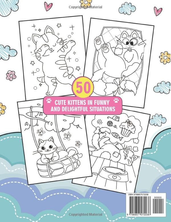 Meow Cats Coloring Book for Kids: 50 Cute Kittens in Funny and Delightful Situations