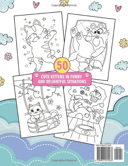 Meow Cats Coloring Book for Kids: 50 Cute Kittens in Funny and Delightful Situations