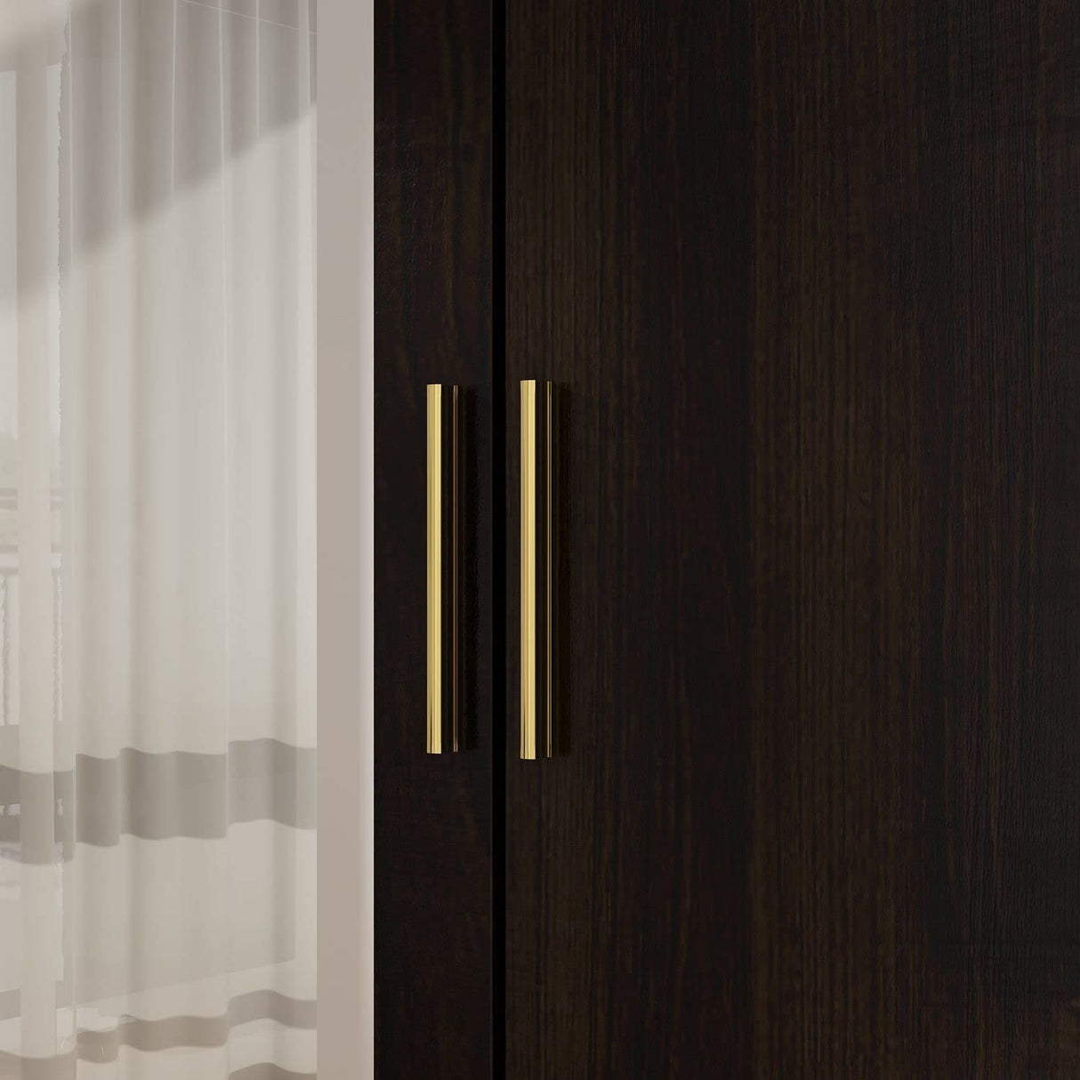 FAMAPY 4-Door Wardrobe Closet with Mirror Armoires and Wardrobes, Drawers and Shelves, Armoire Wardrobe Closet with Hanging Rod, Armoire Closet Espresso (63”W x 19.7”D x 70.9”H) FAMAPY