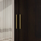 FAMAPY 4-Door Wardrobe Closet with Mirror Armoires and Wardrobes, Drawers and Shelves, Armoire Wardrobe Closet with Hanging Rod, Armoire Closet Espresso (63”W x 19.7”D x 70.9”H) FAMAPY