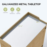 Gizoon Outdoor Potting Bench with Metal Tabletop, Outdoor Garden Patio Wooden Storage Cabinet with Adjustable Shelf, Double Doors Garden Work Bench for Backyard, Patio, Lawn - Natural Gizoon