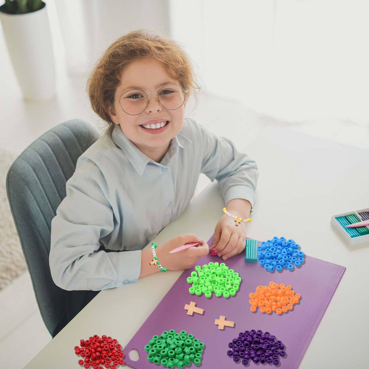 Sanixin 32 Set Jesus Love Me Faith DIY Bead Craft Kit Making Religious Bracelet Beads for VBS Week Sunday School Bible Verse Gifts Wooden Cross Bracelet Craft Kit Sanixin