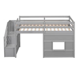 Harper & Bright Designs Low Loft Bed with Stairs, Twin Bed Frame for Kids with Storage, Gray Harper & Bright Designs
