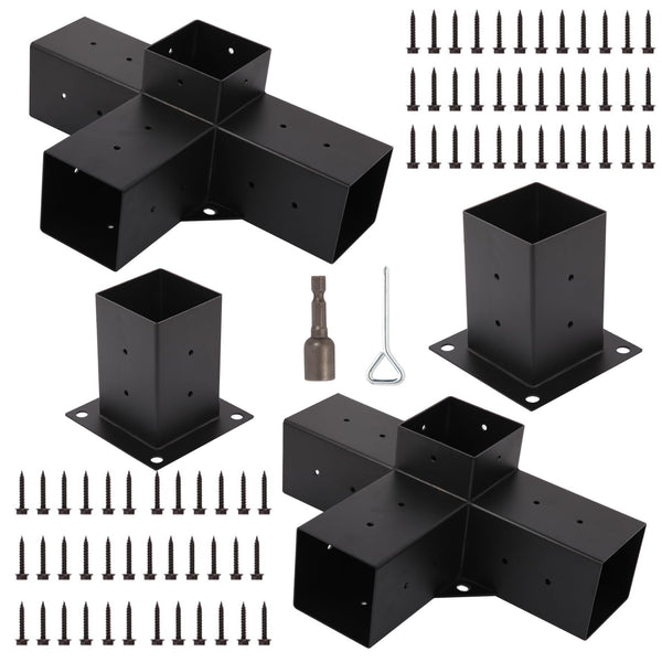 Pergola Brackets Kit 4''x4'' 4 Way Patio Bracket And Pergola Post Base 