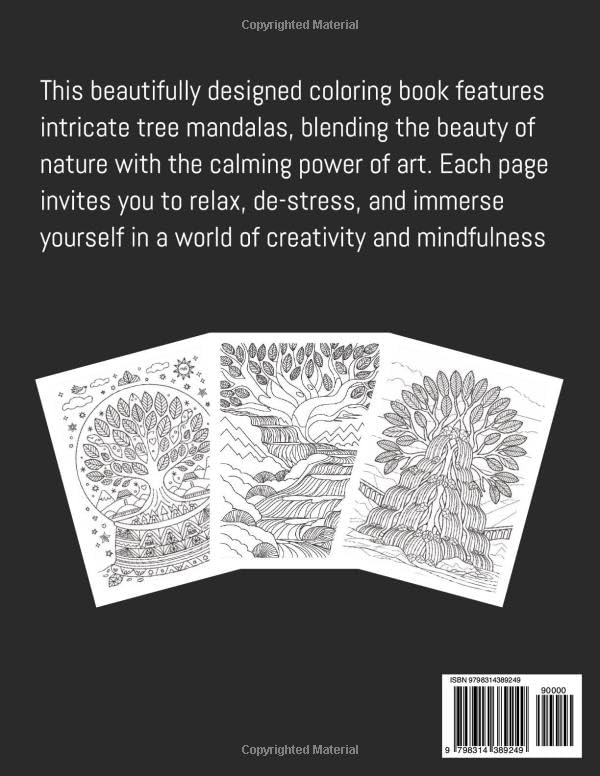 Tree Mandala Coloring Book: Tree Mandala Art – A Coloring Book with 50 Stress-Relieving and Meditative Designs WoodArtSupply