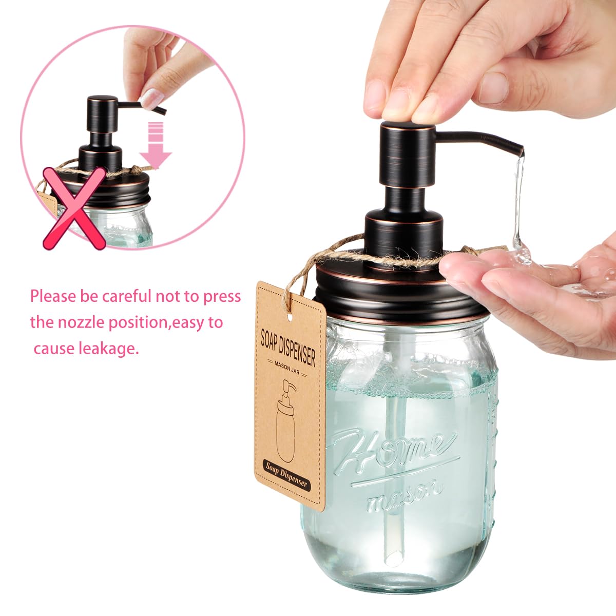 Amolliar Mason Jar Bathroom Accessories Set 4 Pcs -Lotion Soap Dispenser & 2 Qtip Holders & Toothbrush Holder - Rustic Farmhouse Decor, Bathroom Home Decor, Perfect Decorating Idea (Oil Rubbed Bronze) Amolliar