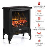 TURBRO Suburbs TS17 Compact Electric Fireplace Stove, 18” Freestanding Stove Heater with Realistic Flame - CSA Certified - Overheating Safety Protection - for Small Spaces - 1400W TURBRO