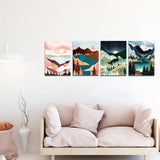Muzagroo Art Diamond Painting Kits for Adults, DIY 5D Diamond Art Kits for Beginners, Abstract Landscape Arts and Crafts for Living Room, 4 PCS Kids Room Wall Art Muzagroo Art