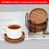 4 Pcs Farmhouse Wooden Coasters with Holder Cute Wood Drink Coaster Set Outdoor Beer Coaster Home Decoration Coffee Table Decor Gift Beverage Cup Coasters Bar Dining Table Accessories Modern Coasters Renawe