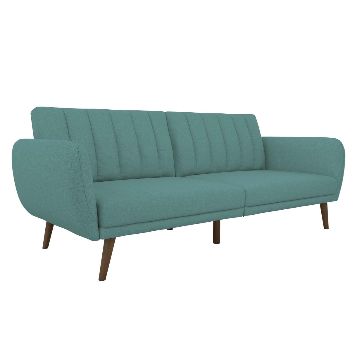 Novogratz Brittany 82 Inch Futon Sofa Bed, Upholstered Couch Sleeper with Tufted Back, Mid-Century Modern, Teal Novogratz