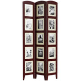 SZQINJI 3 Panel Photo Room Divider Screen, Solid Wood Divider for Room Separation for 8x10 Picture Frame Without Mat for 5x7 Photo with Mat, Walnut SZQINJI