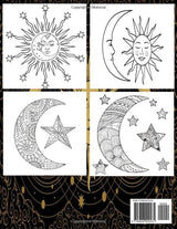 Sun Moon and Stars Coloring Book: (An adults Sun Moon & Star's Coloring Book With Best Unique Sun Moon & Star's Design For Stress Reliving And Relaxing) Majosta