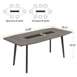 Tribesigns 6FT Conference Table, 70.86L x 35.43W x 29.52H Inches Boat Shaped Meeting Table, Industrial Grey Seminar Table for Office Meeting Conference Room (6ft, Grey) Tribesigns