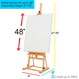 MEEDEN Studio H-Frame Easel with Storage Tray, Solid Beech Wood Artist Painting Easel, Best Wooden Floor Easel, Holds Canvas Art up to 48" MEEDEN