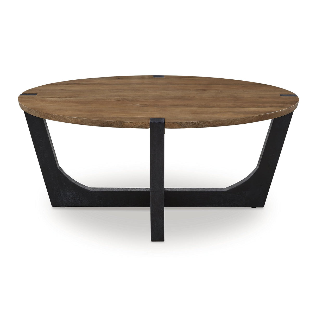 Signature Design by Ashley Hanneforth Farmhouse Coffee Table with Angled Solid Wood Legs, Light Brown & Black Signature Design by Ashley