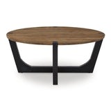 Signature Design by Ashley Hanneforth Farmhouse Coffee Table with Angled Solid Wood Legs, Light Brown & Black Signature Design by Ashley