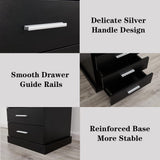 Halitaa Black LED Nightstand with Charging Station, Side Table with 3 Drawers and Light, End Table with Open Storage, Beside Cabinet for Bedroom (Black 2 set) Halitaa
