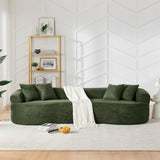 KEIKI 113" Oversized Chenille Curved Modular Sectional Sofa with High-Density Sponge, Upholstered Modern Style 4-Seater Compression Cloud Couch, No Assembly Needed, for Apartment, Living Room, Green KEIKI