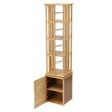 360° Rotating 6-Tier Bamboo Bookshelf with Shutter Door - Stylish Storage Rack for Small Spaces OUKANING