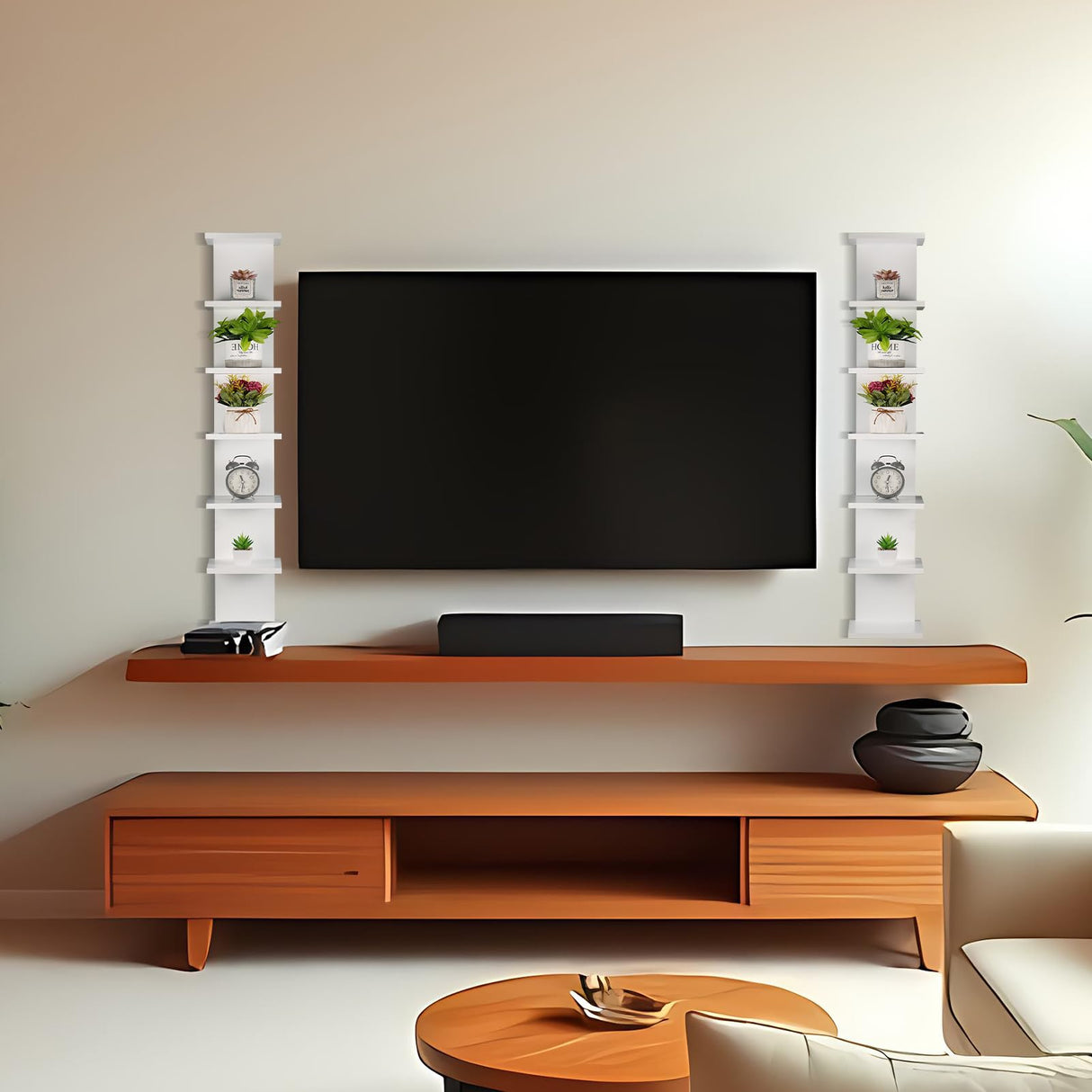 2 Pack 7 Tier Wall Shelf Unit - 43" Lack Floating Shelf, Compact Display Floating Shelf, Vertical Column Wall Decor Mount Floating Storage Organizer Tall Tower Shelf for Bedrooms, Living Rooms YEXEXINM