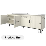 MUUEGM Modern TV Stand for Televisions up to 80 Inch, Entertainment Center with Storage, Cabinet with Fluted Door and Adjustable Shelf, Console Table and Media Furniture for Living Room, White MUUEGM