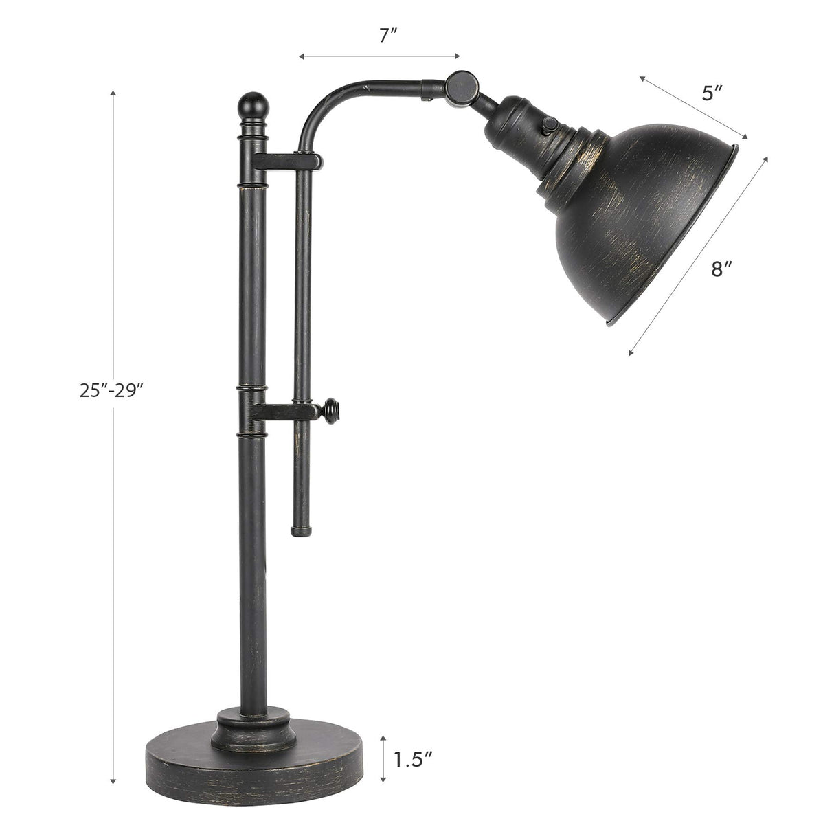 VONLUCE Rustic Desk Lamp Black Adjustable, Industrial Style Metal Task Lamp (25"-29"), Vintage Work Lamp, Farmhouse Reading Lamp in Aged Bronze Finish, ETL Certificate VONLUCE