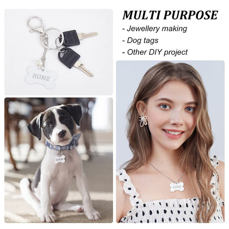 BENECREAT 30pcs Sublimation Aluminum Blank, Dog Bone Aluminum Stamping Tag Blank Dog Tag Double Sided Transfer Tags for DIY Keychains, Pets Tags Project, 1.5x1" BENECREAT
