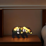 Drawelry 3D Wood Carving Animals Lamp Home Decorative, Cute Bear Family Elephant Presents Ideas Christmas Living Room Office Decor Warm LED Night Lights Gift for Friend Daughter Son Mom Dad (Panda) Drawelry