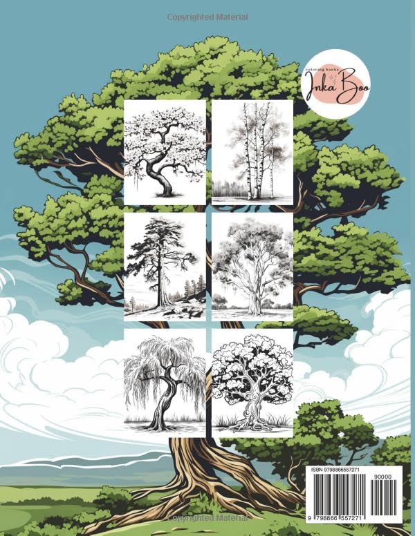 Mindful Trees Adult Coloring Book: For mindfulness, relaxation, and stress relief, Grayscale Tree Coloring Book of Nature & Lonely Tree Landscapes, Keep Calm and Color On WoodArtSupply