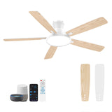 Atolit Ceiling Fans With Lights,52 Inch Smart Ceiling Fan, Remote/App Control, Compatible with Alexa/Google Assistant,Reversible,Dimmable,Adjustable Color Temperature,6 Speeds,Timer(White) Atolit