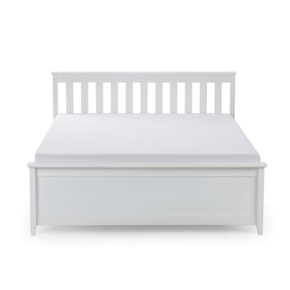 Solid Wood Queen Bed Frame with Headboard - Minimalist Design in White - WoodArtSupply