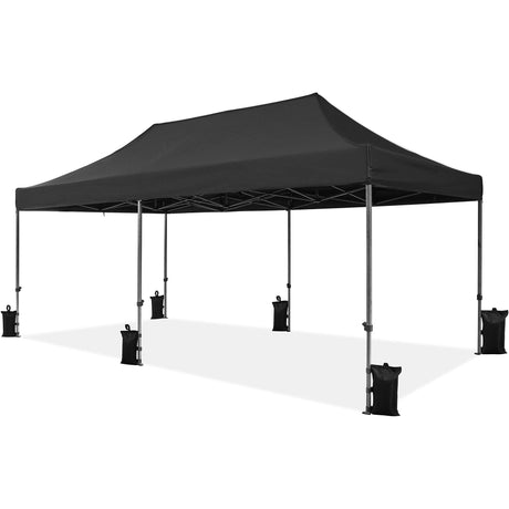 Yaheetech Heavy Duty Pop Up Canopy Tent, 10x20 Commercial Instant Shelter Tent for Wedding, Parties, Adjustable Outdoor Canopy with Wheeled Carry Bag, 6 Sandbags & 10 Stakes, Black Yaheetech