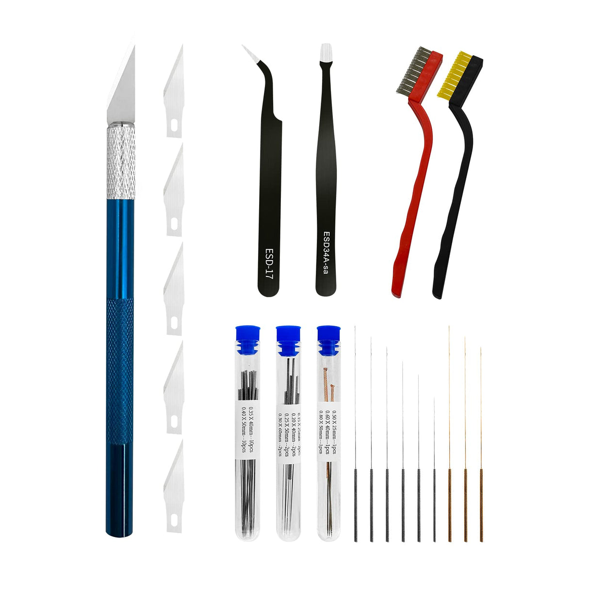 TIOPY 42Pcs 3D Printer Nozzle Cleaning Tool Kit, 0.15/0.20/0.25/0.30/0.35/0.4/0.5/0.6/0.8 mm Nozzle Cleaner Needles,3D Printer Extruder Hotend Cleaning Brush With Tool Bag, for Bambu Lab, Ender3/Kobra TIOPY