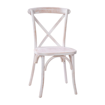 Merrick Lane Bardstown Bistro Style Wooden Dining Chair - Lime Wash - High X-Back - WoodArtSupply