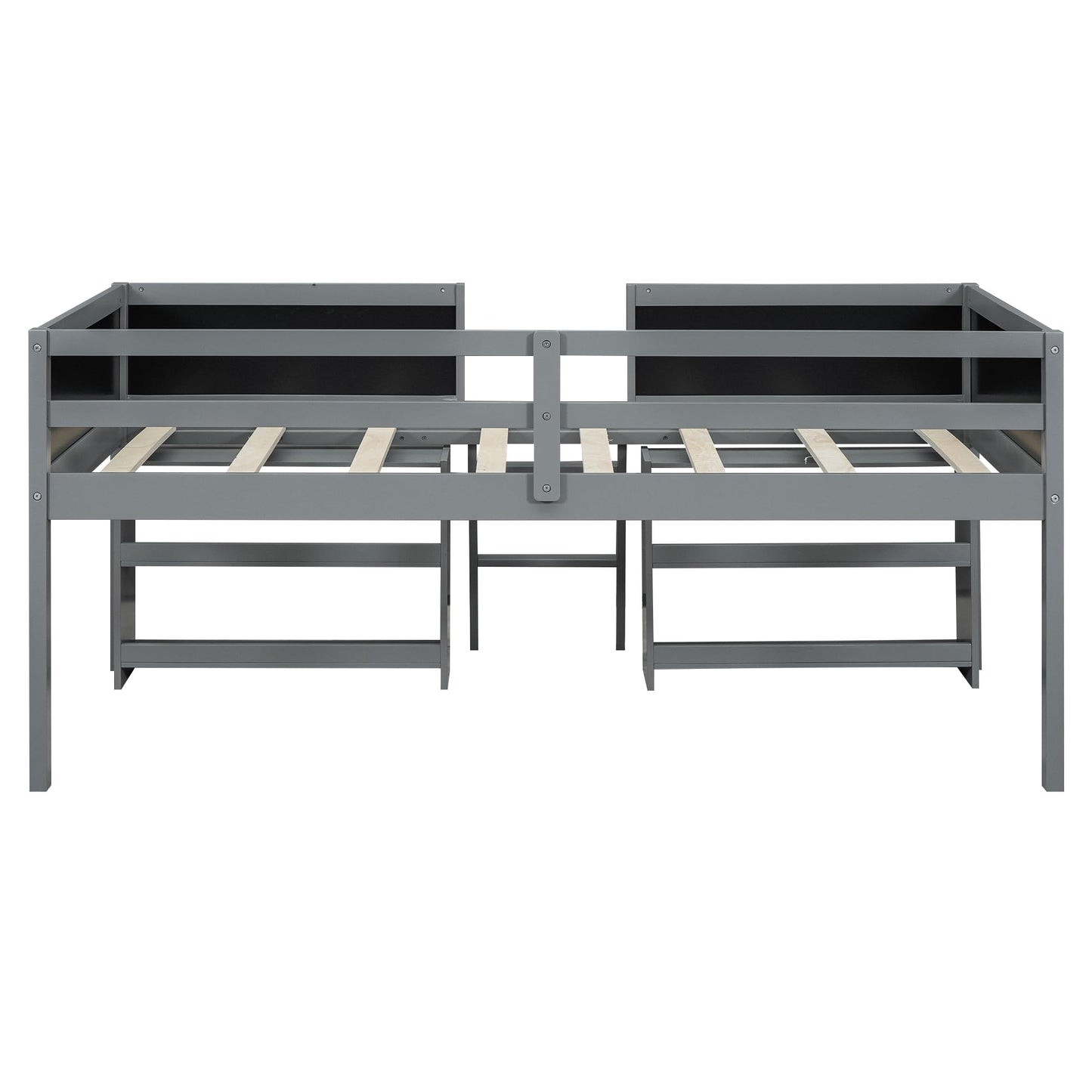 Bellemave Twin Low Loft Bed with Movable Shelves, Chalkboard, and Storage - Gray - WoodArtSupply