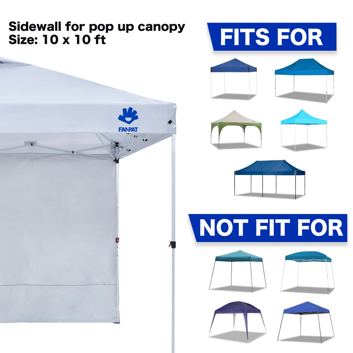 Fanpat Instant Canopy Tent Sidewalls for 10x10 Pop Up Canopy Waterproof,99% UV Protection，3 Piece Sidewalls, White(3PCS Sidewall Only, Canopy Tent NOT Included) FANPAT