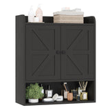 EasyCom 22" W x 26" H Bathroom Wall Cabinet, Farmhouse Medicine Cabinet with Adjustable Shelves and Double Barn Doors, Over The Toilet Storage Cabinet for Bathroom, Kitchen, Living Room, Black EasyCom
