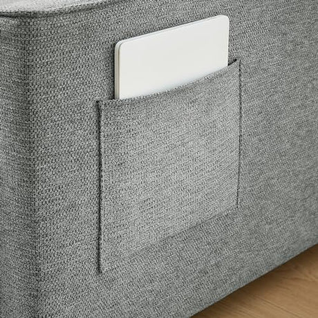 HKHUASEN Small Love Seat Sofa Bed, 3 in 1 Convertible Sleeper Futon with Reclining Backrest and Pillows, Modern Fabric Furniture for Living Room, Grey HKHUASEN