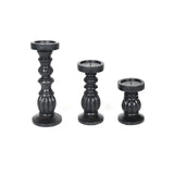 Farmhouse Wooden Candle Holders for Pillar Candles Set of 3, Rustic Wood Candle Holder Table Centerpiece Decor, 12'' 9'' 6'' Ball Design Tall Candle Stand Decorative, Black The Wooden Town