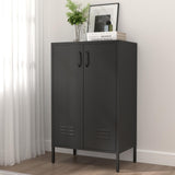 IRONFFICE Metal Locker Storage Cabinet,Black Accent Storage Cabinet, Metal Pantry Cabinet with Doors,Locker Cabinet for Living Room,Kitchen,Office IRONFFICE