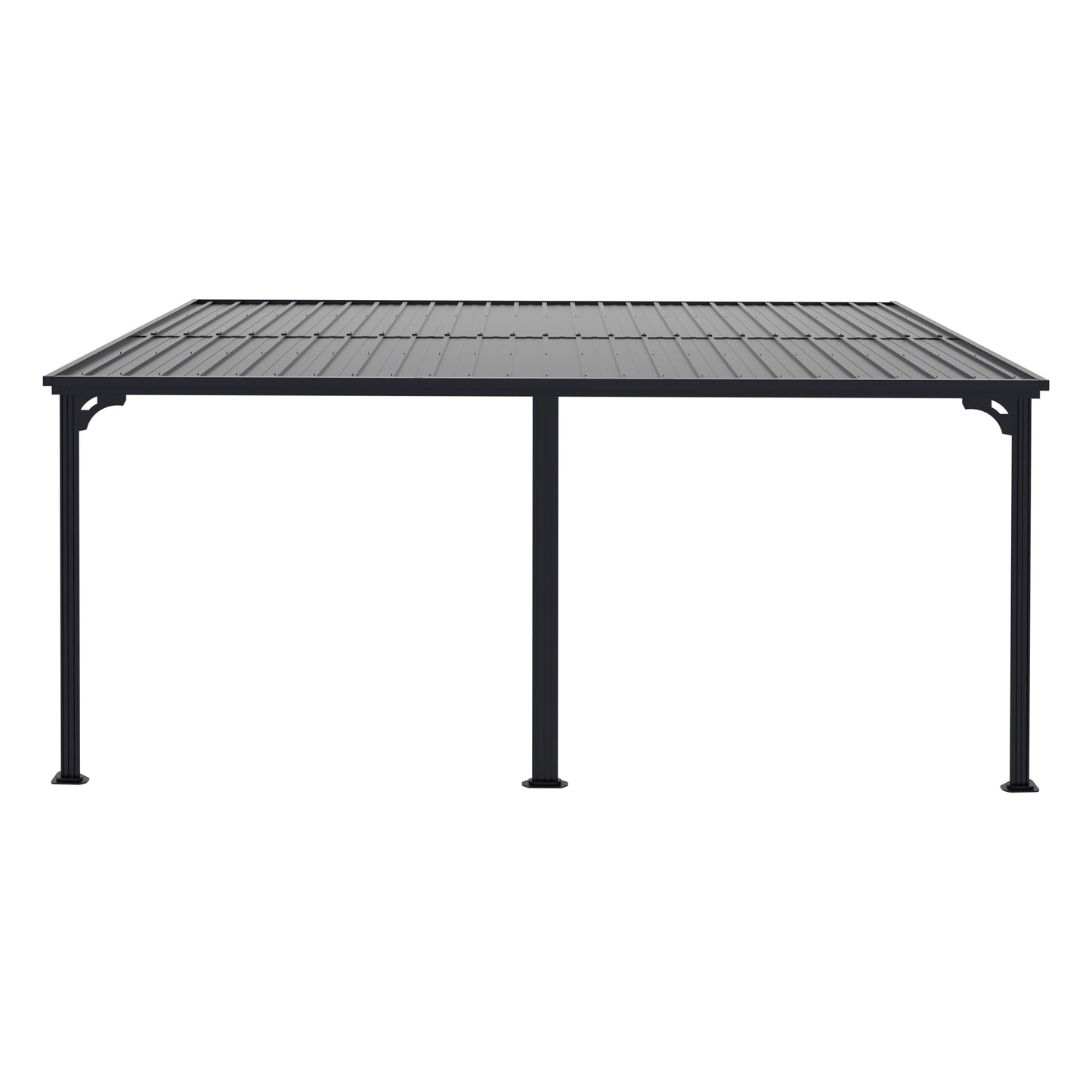 VEIKOU 14' x 10' Gazebo, Hardtop Wall Mounted Gazebo with Aluminum Frame, Drain System, Sloping Roof, Patio Gazebo Pergola for Outdoor, Deck, Backyard - WoodArtSupply